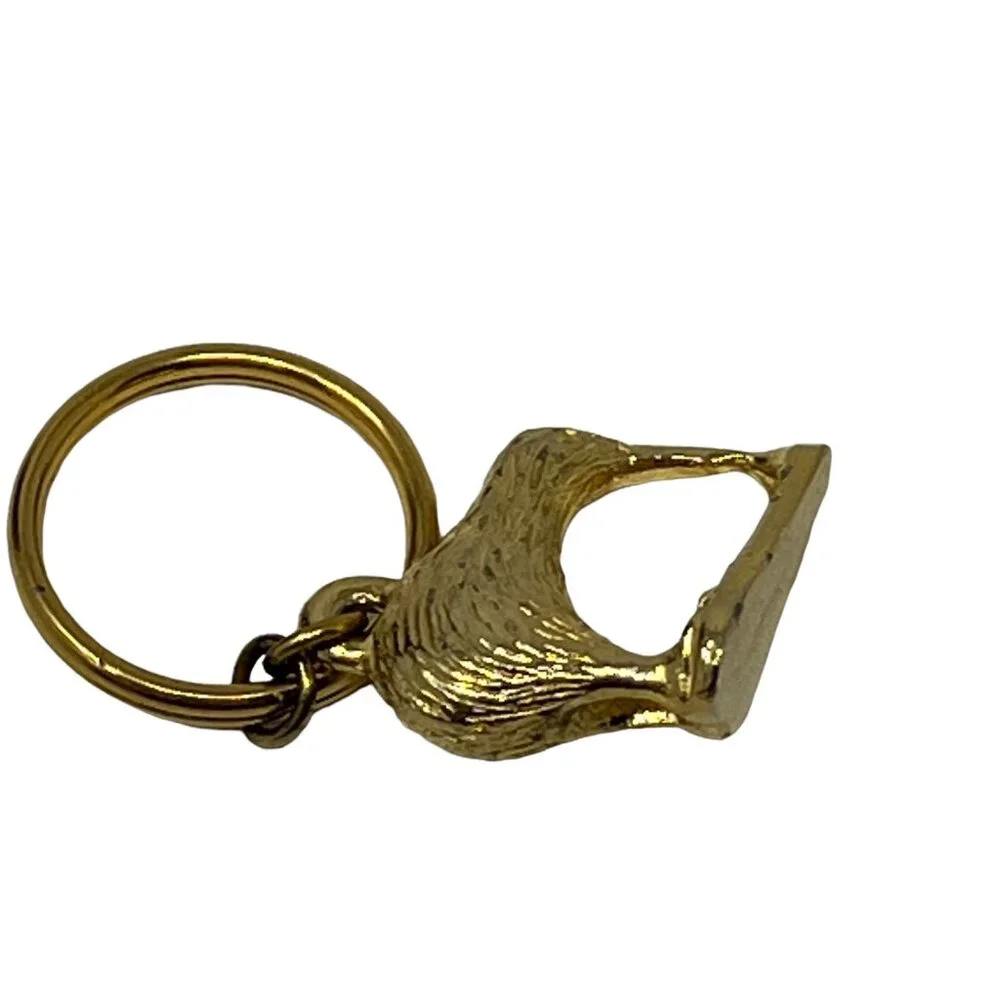 Vintage Kiwi Keychain Gold Tone Animal Key Rings‎